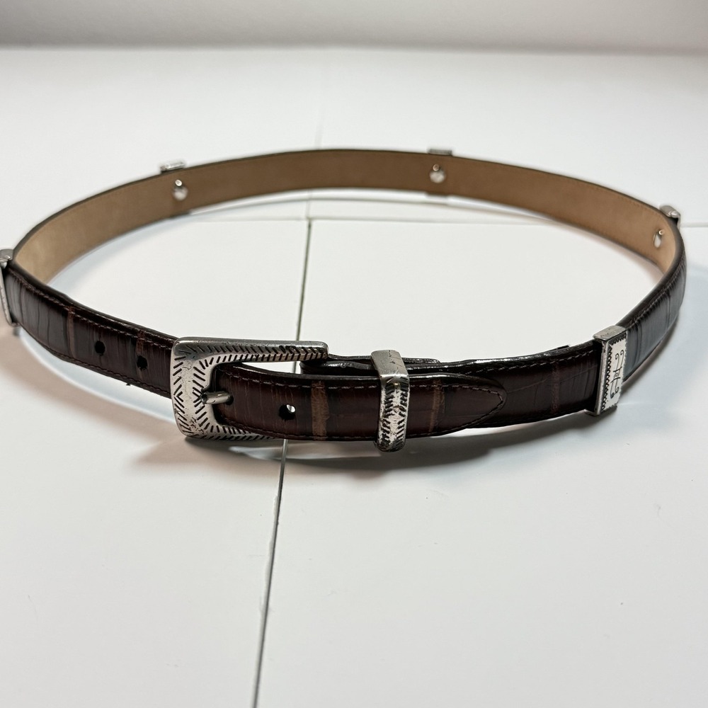 Brighton Belt Womens‎ Small 32 Brown Red Black Croc Skin Leather Western